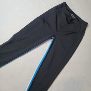 Splits 59 Women's Size S Inner Thigh Striped Crop Leggings Black